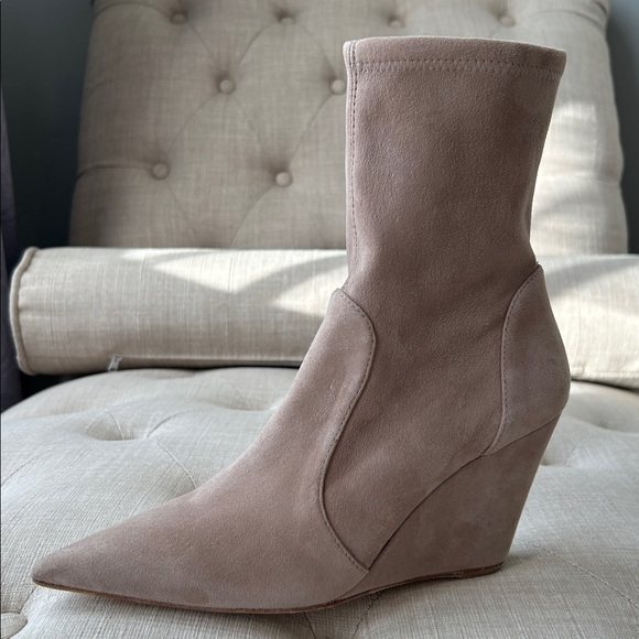 Stuart Weitzman Tan (Cashmere) Suede Wedge Boots Sz 7.5 US - Picture 7 of 13